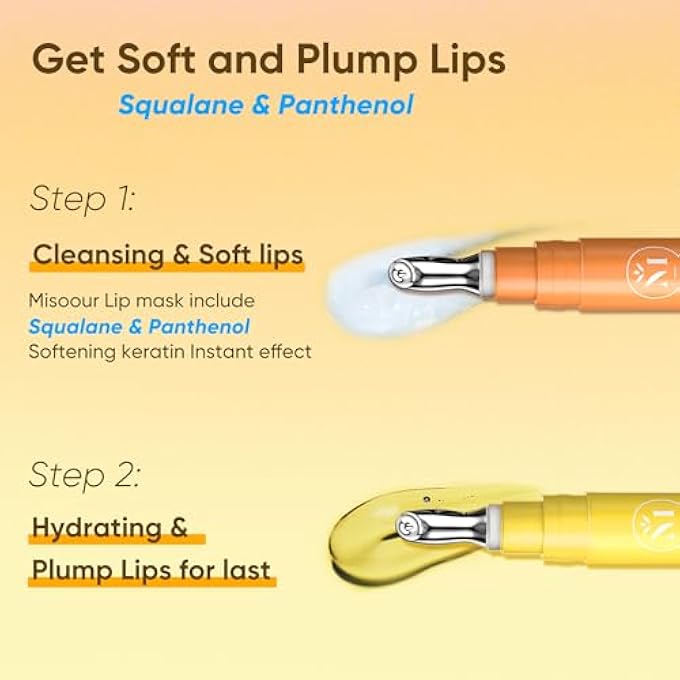 Misoour LIP SERUM & BUBBLE LIP MASK, WITH HYALURONIC ACID, VITAMIN C & SQUALANE PLUMPING LIP TREATMENT, NOURISHING OVERNIGHT LIP BALM, HYDRATING, EXFOLIATING LIP SCRUB ALTERNATIVE (0.14FL.OZ, 3-PIECE) - Image 2